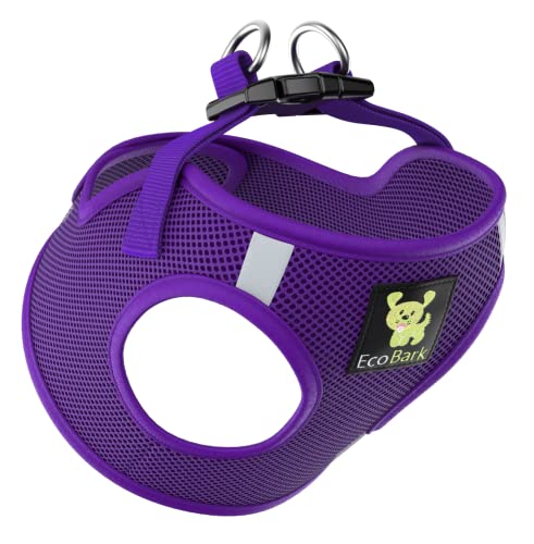 EcoBark Step in Dog Harness - Eco-Friendly Teacup Dog Harnesses for XXS, XS, and Small Dogs - Reflective and Adjustable Mini Body Halter Vest -Tiny Soft Mesh Toy Breed Harness (XXXS,Purple) - color: Purple, size: XXXS- 2 to 3 lbs- Chest up to 10 in (Pack