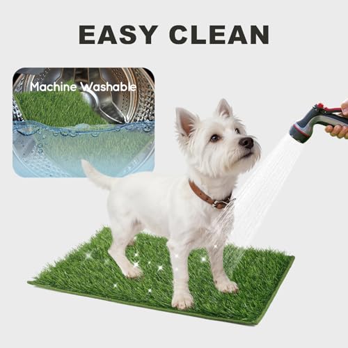 HQ4US 4LEGS Dog Grass Pad with Tray Foldable Dog Litter Box High Walls, Odor Free Artificial Grass for Dogs Potty, Pee Pad Holder, Seamless, No Assembly, Waterproof, Easy Clean, Portable for Travel - size: Small for Dog＜ 15" Length