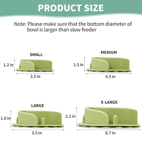 Slow Feeder Dog Bowls Insert, Animire Soft Silicone Slow Eating Dog Food Bowl for Small, Medium and Large Dogs, Compatible with Regular and Elevated Bowls - color: Green, size: L