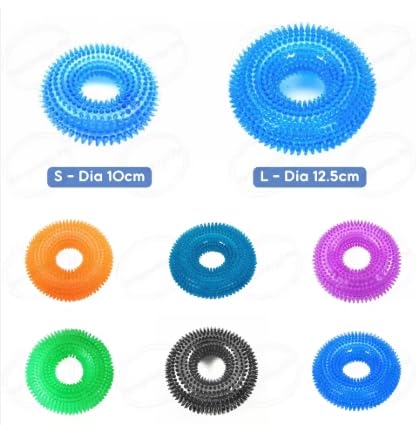Interactive Dog Chew Ring Toy with Sound, Dental Cleaning, Durable Textured Surface (Purple, Small) - color: Purple, size: Small