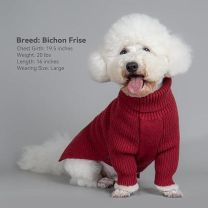 cyeollo Dog Sweater Pullover Turtleneck for Dogs Girl, Classic Knitwear Fall Winter Cold Weather Pet Clothes Warm Pet Apparel Small Medium Large Dog Sweaters, Burgundy M - color: Burgundy, size: Medium