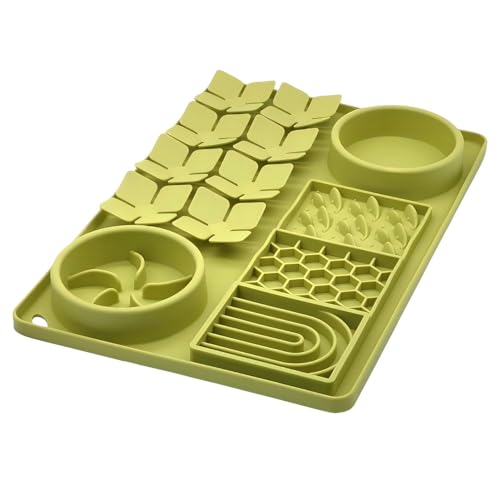 Slow Feeder Bowl, Silicone Lick Mat with Suction Cups for Dog Cat, Snuffle Mat for Pet Smell Training, Puzzle Toys for Bored Puppy, Interactive Sniff Mat for Slow Eating and Keep Busy, Green - color: Green