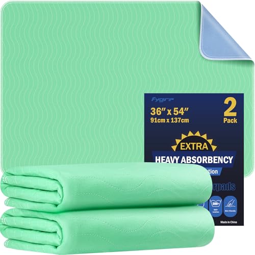 2 Pack 36” x 54” Extra Heavy Absorbency Washable Underpads, Waterproof Nursing Pads Incontinence Bed Pads, Reusable Washable Pee Pads for Dogs, Diaper Changing & Adults, Mattress Protector - size: 2 Pack - 36" x 54"