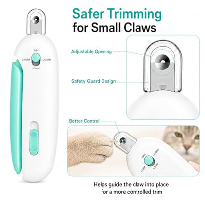 Wanheart Cat Nail Clipper, 4-Size Safety Guide, Catcher & File (Blue) | 4-size safety guide, nail catcher, curved steel blade, hidden file, lockable non-slip handle, blue - color: Blue