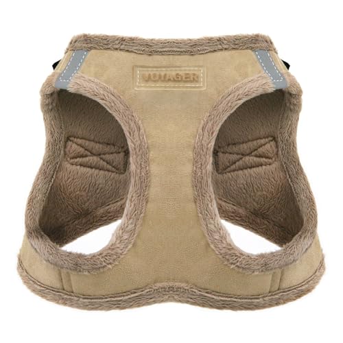 Best Pet Supplies - All Weather Plush, Reflective, No Pull Harness for Small, Medium Dogs, Cats - Secure with Hook & Loop Fastener, Buckle, Double D-Rings - Harness (Latte Suede), S - color: Latte Suede, size: S