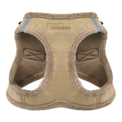 Best Pet Supplies - All Weather Plush, Reflective, No Pull Harness for Small, Medium Dogs, Cats - Secure with Hook & Loop Fastener, Buckle, Double D-Rings - Harness (Latte Suede), S - color: Latte Suede, size: S