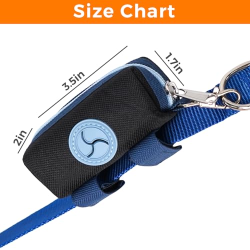 Dog Poop Bag Holder Zippered Pouch, Portable Dog Poop Bag Dispenser with 1 Metal Clip, Fashion Color Matching Canvas Waste Bag Holder for Leashes - Blue & Black - color: 2 Pack-Blue & Black