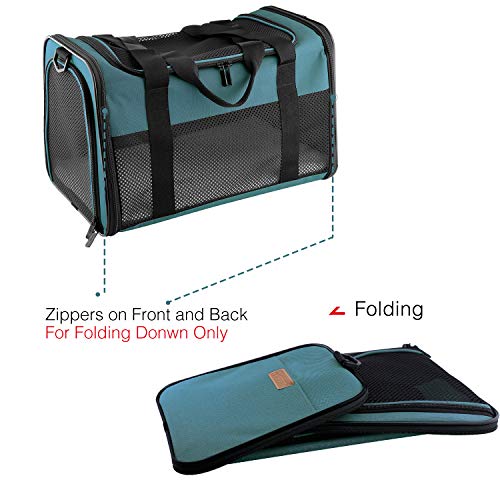 Cat Carrier - Portable Foldable Dog Pet Carrier, Soft-Sided Pet Bag up to 22 Lbs, Airline Approved Travel Puppy Carrier - color: Blue, size: 19.7"L x 12"W x 12"H