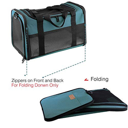 Cat Carrier - Portable Foldable Dog Pet Carrier, Soft-Sided Pet Bag up to 22 Lbs, Airline Approved Travel Puppy Carrier - color: Blue, size: 19.7"L x 12"W x 12"H