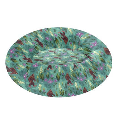 Calming Donut Dog Bed Ape-Man Orchid Cyan Floral Design, 22" Washable Pet Lounger with Removable Cover, Cozy Cushion Comfort Nest for Medium Dogs - size: Medium