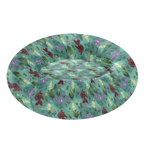 Pet Bed Ape-Man Orchid Cyan Floral Cat Snuggler Soft Winter Cushion, Cozy Round Bolster Nest for Indoor Kittens & Small Pets 15" - size: X-Small