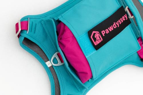 2-in-1 Dog Harness with Built-in Raincoat, Waterproof Packable Dog Rain Jacket, Reflective Adjustable Dog Rain Coat with Leash Portal, Aqua Blue Harness/Rose Red Raincoat, Small - color: Aqua Blue Harness / Rose Red Raincoat, size: Small