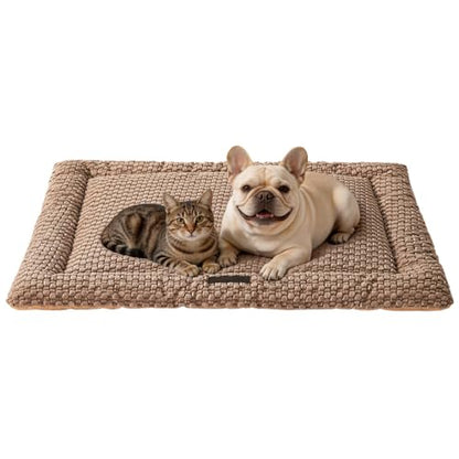 SOMAHE Cat & Dog Bed Mat, Soft Plush Flat Cat Bed with Non-Slip Bottom, 1.2" Thick All-Season Kneading Cushion, Machine Washable Pet Bed for Cats & Small Dogs 20×27Inch, Coffee - color: Coffee, size: 27"L x 20"W x 1.2"Th