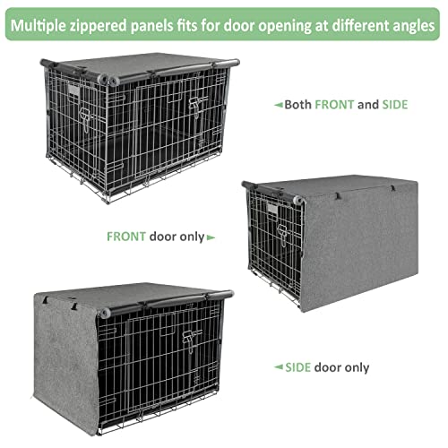 X-ZONE PET Double Door Dog Crate Cover - Polyester Pet Kennel Cover Fits 30 inches Wire Crate Grey - color: Grey, size: 30.0"L x 19.0"W x 21.0"H