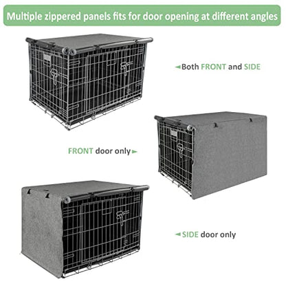 X-ZONE PET Double Door Dog Crate Cover - Polyester Pet Kennel Cover Fits 30 inches Wire Crate Grey - color: Grey, size: 30.0"L x 19.0"W x 21.0"H