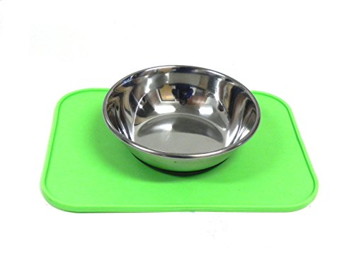 Kats'N Us Silicone Mat for Single Pet Bowl 8.5"x6" - Green Food Grade pad - color: Green