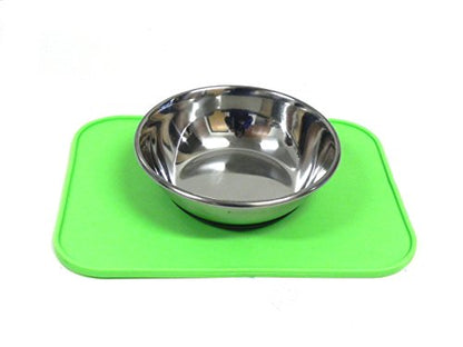 Kats'N Us Silicone Mat for Single Pet Bowl 8.5"x6" - Green Food Grade pad - color: Green