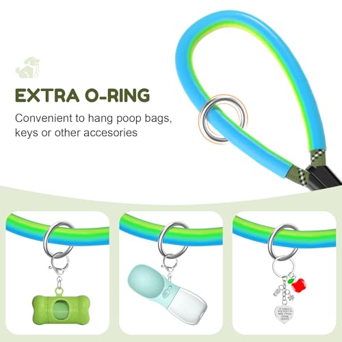 Dog Leash Heavy Duty 4/5/6ft XiaZ 2 Handles Dog Leashes for Medium Large Dogs 1/2 Inch 1000lb Strength Reflective PVC Waterproof-Handles Metal Hook Dual-Handle Rope Leash Nighttime Safety - color: Green, size: 6FT (1/2")