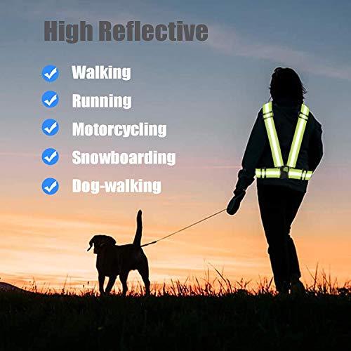 Reflective Vest Running Gear 3Pack, Adjustable Safety Vests High Visible Reflective Belt Straps - color: Pink,green,black