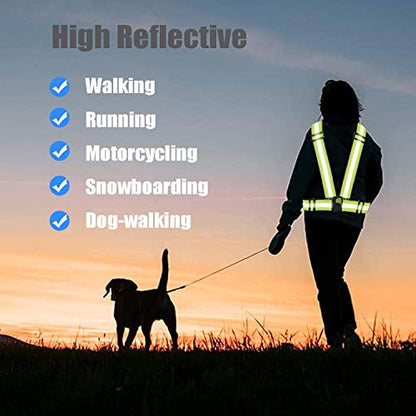 Reflective Vest Running Gear 3Pack, Adjustable Safety Vests High Visible Reflective Belt Straps - color: Pink,green,orang