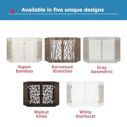 Cardinal Gates Decorative Wooden Freestanding Pet Gate - 4 Panel 15" W x 30" H - Expandable Indoor Barrier for Small/Medium Pets - Portable Puppy Gate - Great for Hallways and Doors - White Starburst