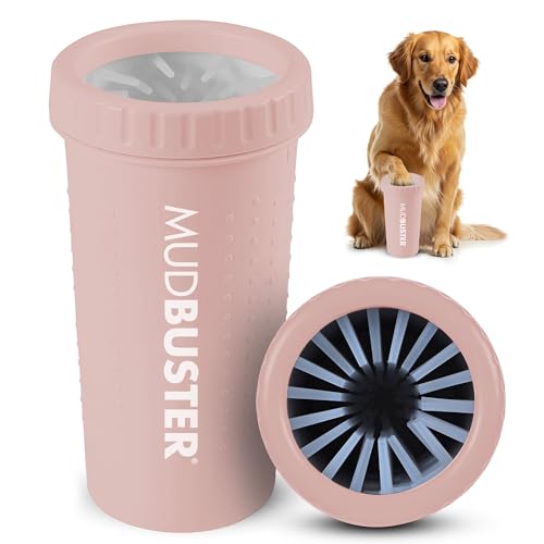 Dexas MudBuster Large Dog Paw Cleaner, Blush, Fits 2.5"-3.5" Wide Paws, Gentle Silicone Bristles for Quick, Easy Cleaning - color: Blush, size: Large without Lid