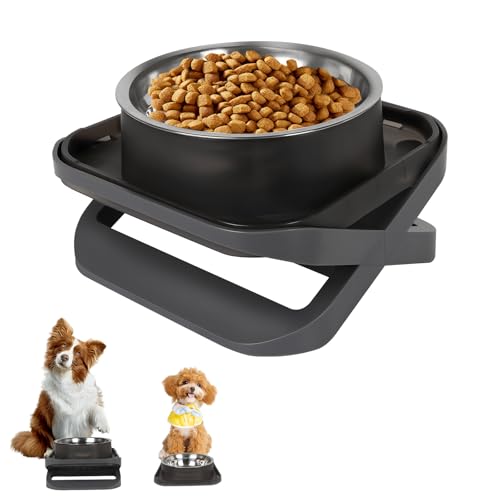 Raised Dog Bowls for Small & Medium Dogs, Adjustable Elevated Stainless Steel Food or Water Bowl, No Spill Non-Slip Dog Feeder Stand for Pets - size: Single - A