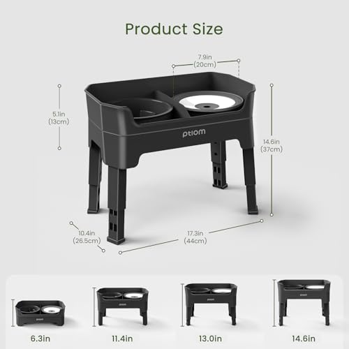 4-in-1 Elevated Slow Feeder Dog Bowls, 4 Height Adjustable Mess Proof Raised Dog Bowl Stand with No Spill Dog Water Bowl, Stainless Steel Dog Food Bowl & Slow Feeder for Large Medium Small Dogs Pets - color: Black, size: Water Bowl + Stainless Steel Bowl