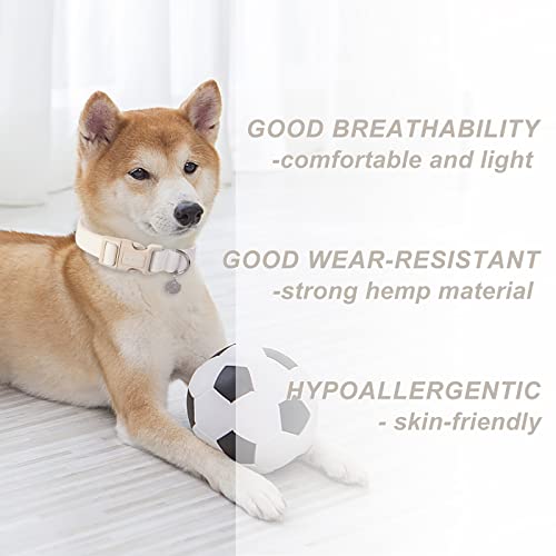 DOGWONG Cotton Hemp Dog Collar, Heavy-Duty White Dog Collar Adjustable Soft Natural Fabric Pet Dog Collar Cute Wedding Puppy Necklace for Small Medium Large Dogs - color: A: White, size: X-Small