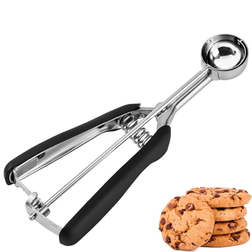 JUNADAEL J Mini Cookie Scoop #100, 2 Teaspoons/ 10 ml (1/3 oz) Cookie Dough Scoop, Cookie Scoops for Baking, Comfortable Grip, Non-Slip - color: Black, size: #100 - 2 Tsp