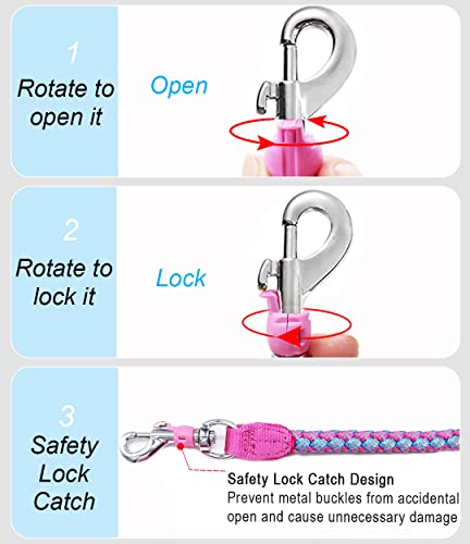 2/3/4/6/10 Foot Reflective Dog Leash Strong Nylon Rope Braided Heavy Duty for Large Medium Small Dogs Walking Training Leads (Pink, 3ft * 1/2") - color: Pink, size: 3ft * 1/2"