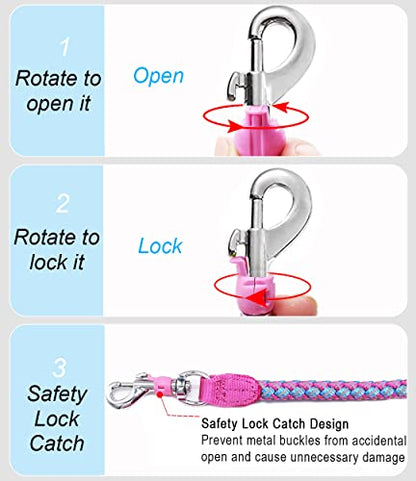 2/3/4/6/10 ft Reflective Dog Leash Strong Nylon Rope Braided Heavy Duty for Large Medium Small Dogs Walking Training Leads (Pink, 6ft * 1/2") - color: Pink, size: 6ft * 1/2"