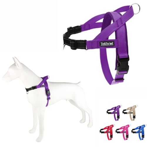 No Pull Dog Harness with Handle, Rear & Front Clip, Adjustable, Easy On/Off, Reflective, Lightweight & Mesh Padded, No Choke. Dog Harness Small Sized Dog (Purple-Black, Small) - color: Purple-Black, size: Small