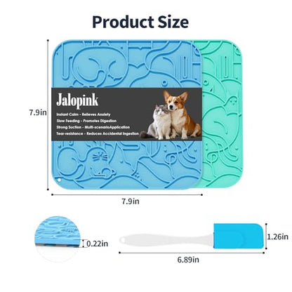 Jalopink Lick Mat for Dogs & Cats,Dog Lick Mat with Suction Cups for Anxiety Relief, Slow Feeder Dog Licking mat, Puppy Lick mat for Bath Time, Grooming & Training 2 Pack - color: 7.9"x7.9"｜Sky Blue & Mint Green