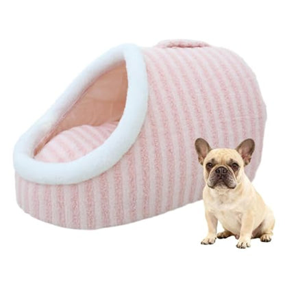 Warm Nest Bed, Soft Cozy Pet Cave with Removable Cushion, Non-Slip Washable Soft Slipper Cave for Small and Medium Pets (Pink, Medium) - color: Pink, size: Medium