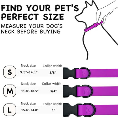 Waterproof Dog Collar Durable and Easy to Clean Rubber Dog Collars Odor-Proof Fits Small Medium Large Dogs (Rose Purple, Small (9.5-14.2” Neck)) - color: Rose Purple, size: Small (9.5 -14.2” Neck)