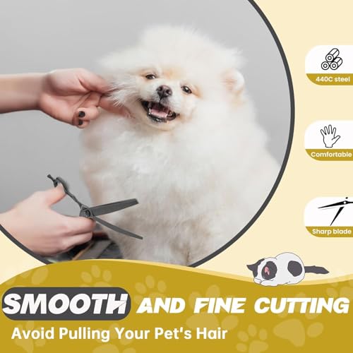 JASON Dog Thinners for Grooming - 7" Down-curved Blender Scissors, Japanese 440C Stainless Steel Dog Grooming Thinning Shears with Adjustable Screw Black - style: Down-curved Thinning Black