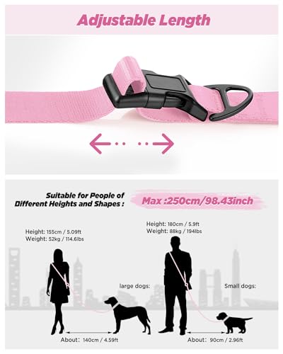 Hands Free Dog Leash, 5.9-8.2ft Multifunctional Crossbody Rope with Explosion-Proof Handle and Adjustable Training Hands Free Leash for Medium Dogs Walking,Light Pink - color: Light Pink