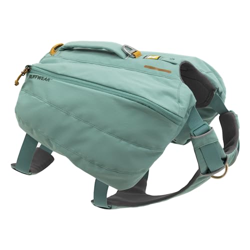 Ruffwear, Front Range Day Pack, Dog Backpack with Saddlebags, 5-Point Adjustment, 3 Leash Points, Padded Handle, Internal Mesh Pockets, Reflective Trim, Light Loop, River Rock Green, Medium - color: River Rock Green, size: Medium