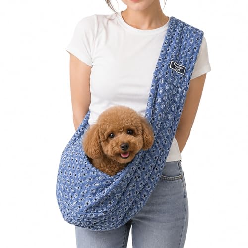 Small Pet Sling Carrier Breathable Texture with Pocket Pet Cross Body Shoulder Bag Dog Cat for Outdoor Travel(Denim Blue) - color: Denim Blue
