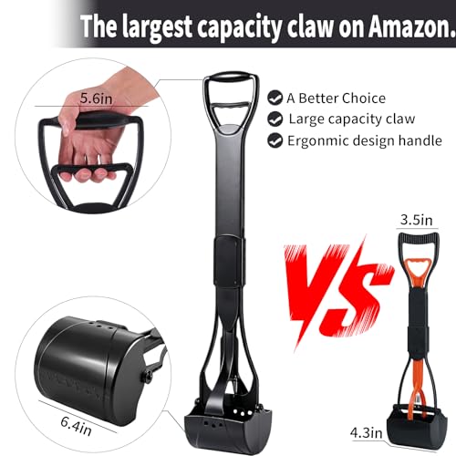 ienjoyed 36“ Large Dog Pooper Scooper for Large Dogs Heavy Duty, Non-Breakable Dog Poop Scooper with Wide Handle for Grass, Gravel, Durable Dog Poop Pick Up Tool, Long Handled Poop Grabber (Black) - color: 36-inch(Black)