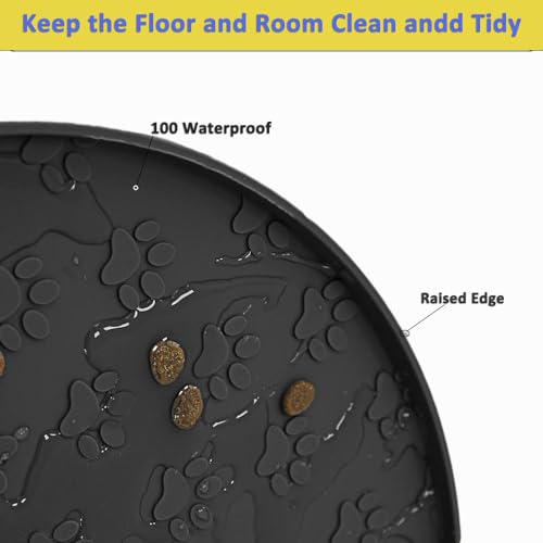 Dog Food Mat for Food and Water, Waterproof Pet Food Mat with Edges, Nonslip Dog Feeding Mat for Protecting Floors (2Pack Black) - color: 2Pack Black