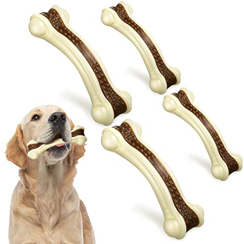 Sosation 4/5 Pack Dog Chew Toys for Aggressive Chewers Indestructible Nylon Dog Bones Beef Flavor Teething Chew Toys Bones for Large/Medium/Small Puppies(Large, Medium) - size: Large, Medium