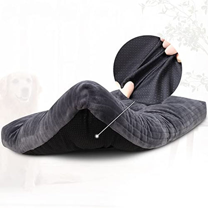 Dog Crate Bed Washable Dog Beds for Large Dogs Deluxe Thick Flannel Fluffy Comfy Kennel Pad Anti-Slip & Anti-Scratch Pet Sleeping Mat, 35 x 23 Inch, Gray - color: Gray, size: 35.0"L x 23.0"W x 3.0"Th