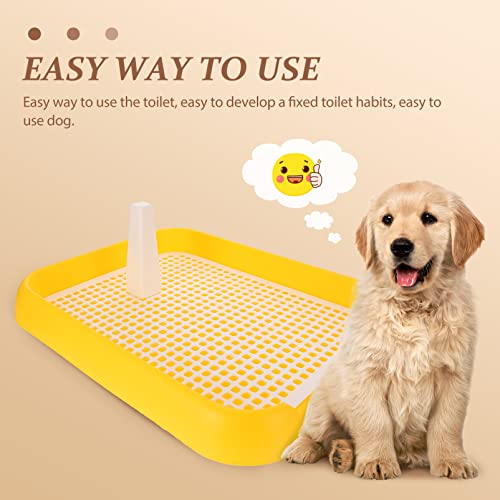 Indoor Dog Potty Tray - Mesh Dog Training Toilet Plastic Potty Tray Puppy Toilet -Slide Training Holder for Small and Medium s (Yellow) - color: Yellow