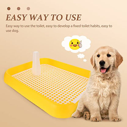 Indoor Dog Potty Tray - Mesh Dog Training Toilet Plastic Potty Tray Puppy Toilet -Slide Training Holder for Small and Medium s (Yellow) - color: Yellow