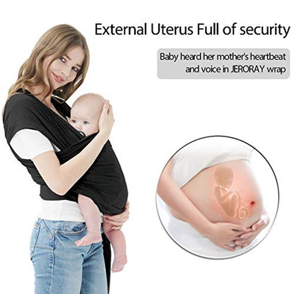Baby Wraps Carrier, Jeroray Baby Carrier,Hands Free Infant Carrier, Lightweight,Breathable,Softness,Black - color: Black
