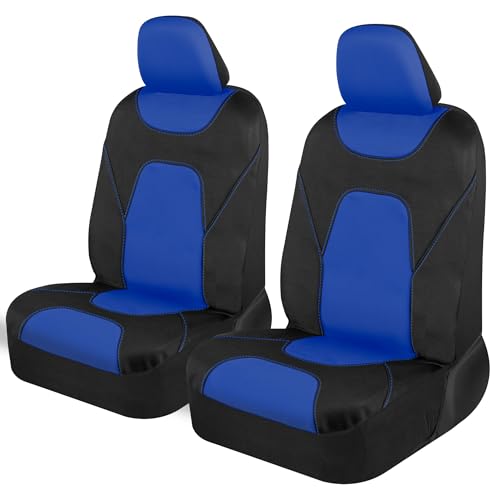 Motor Trend AquaShield Waterproof Front Seat Covers, Blue Seat Covers for Cars – Neoprene Front Car Seats Cover, SUV Seat Covers Protector - Car Interior Cover for Auto, Trucks, & Dog Owners - color: a5-Black & Blue Front Seats