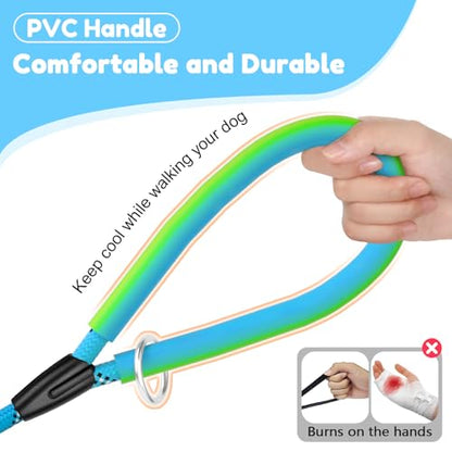 Dog Leash Heavy Duty 4/5/6ft XiaZ 2 Handles Dog Leashes for Medium Large Dogs 1/2 Inch 1000lb Strength Reflective PVC Waterproof-Handles Metal Hook Dual-Handle Rope Leash Nighttime Safety - color: BLue, size: 6FT (1/2")
