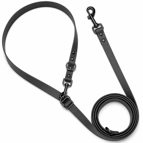 Hands-Free Waterproof Dog Leash, Adjustable Waist & Crossbody Dog Leash for Running, Walking & Hiking (Black, 7 FT) - color: Black, size: 7 FT